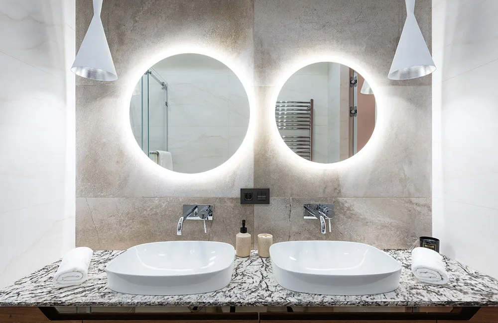Alaska white granite bathroom