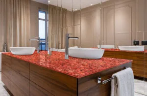 Lakha red granite venitytop