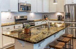 kitchen countertop Alaska gold garnite