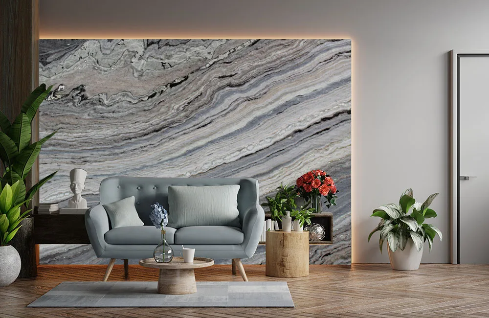river blue marble wall