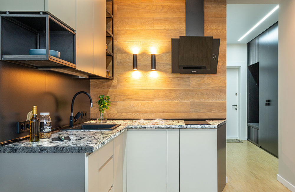 Honed finish-granite kitchen